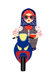 Wall Mural - Russian Matryoshka and a motorcycle illustration