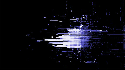 Wall Mural - a digital glitching effect on a black background. abstract white pixel art particles. glitch effect.