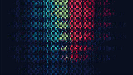 Wall Mural - a pixelated digital glitch pattern. vertical lines. retro pixel art grainy texture for poster design