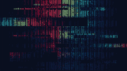 Wall Mural - a digital background of pixelated computer code. data visualization of complex code. computer glitch