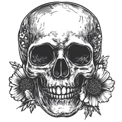 Wall Mural - Floral Skull Tattoo Design