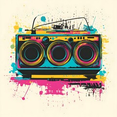 Sticker - Colorful Boombox Graphic Art