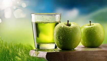 Wall Mural - green apple fruit juice, AI generated