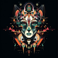 Wall Mural - Abstract Geometric Woman Portrait