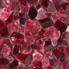 Wall Mural - Shiny ruby red crushed stone wall texture with irregular glossy patterns