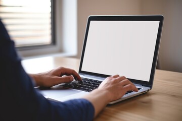 Canvas Print - typing hands laptop blank screen