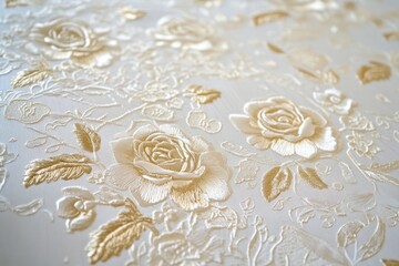 Aufkleber - Soft pastel roses gracefully adorn a textured background, creating a serene floral composition with delicate petals and gentle hues in a vintage style
