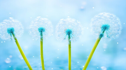 dandelion on blue background