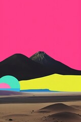 Wall Mural - retro collage of landscape outdoors scenery nature.