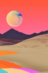 Wall Mural - retro collage of landscape astronomy outdoors scenery.