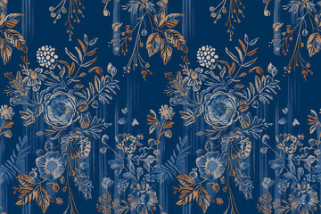 elegant vintage floral seamless pattern with intricate botanical details, artistic illustration. dec