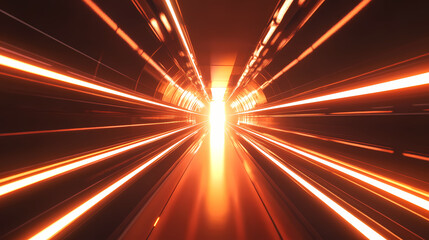 Wall Mural - Light streams moving towards central bright point, abstract. Luminous Infinite Corridor. Illustration