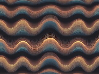 Wall Mural - abstract wave pattern: brown, beige and teal hues
