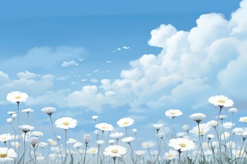 Sticker - Flower sky landscape.