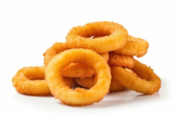 Poster - Onion rings fries snack food white background.