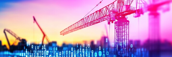 construction with digital binary data overlay 