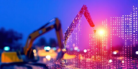 construction with digital binary data overlay 