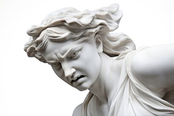 Wall Mural - Greek sculpture female angry person statue adult.