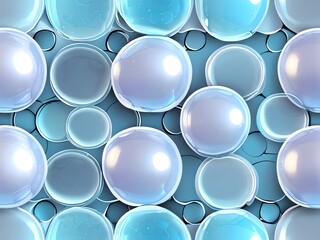 Wall Mural - abstract blue and white bubbles: a 3d rendering of spheres