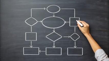 Fototapete - Innovative Business Process and Workflow Concept for Improved Efficiency and Productivity in Modern Corporations and Organizations Seeking Growth