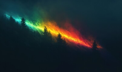 Wall Mural - abstract rainbow light trails against a dark background, creating a futuristic and dynamic visual ef