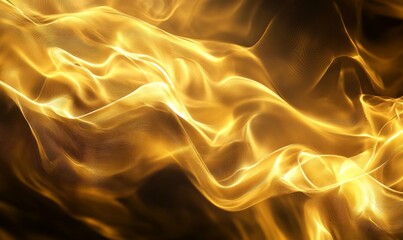 Wall Mural - abstract glowing waves in golden hues over a dark background, creating a mesmerizing flow of light a
