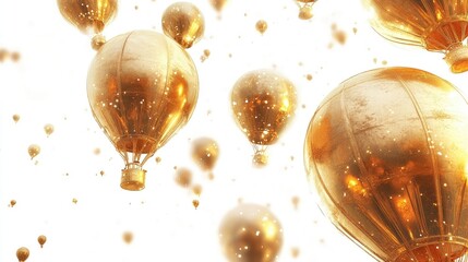 Sticker - Gold Air Balloons on Transparent Background: Gold air balloons on a transparent background,