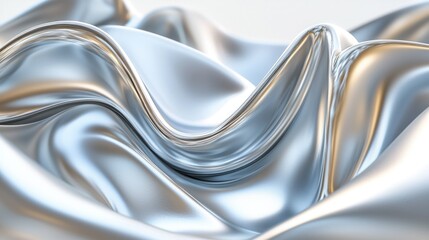 Wall Mural - Abstract silver fabric folds, studio background