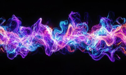 Wall Mural - dynamic streaks of neon light in purple, blue, and pink tones, creating a futuristic and energetic v
