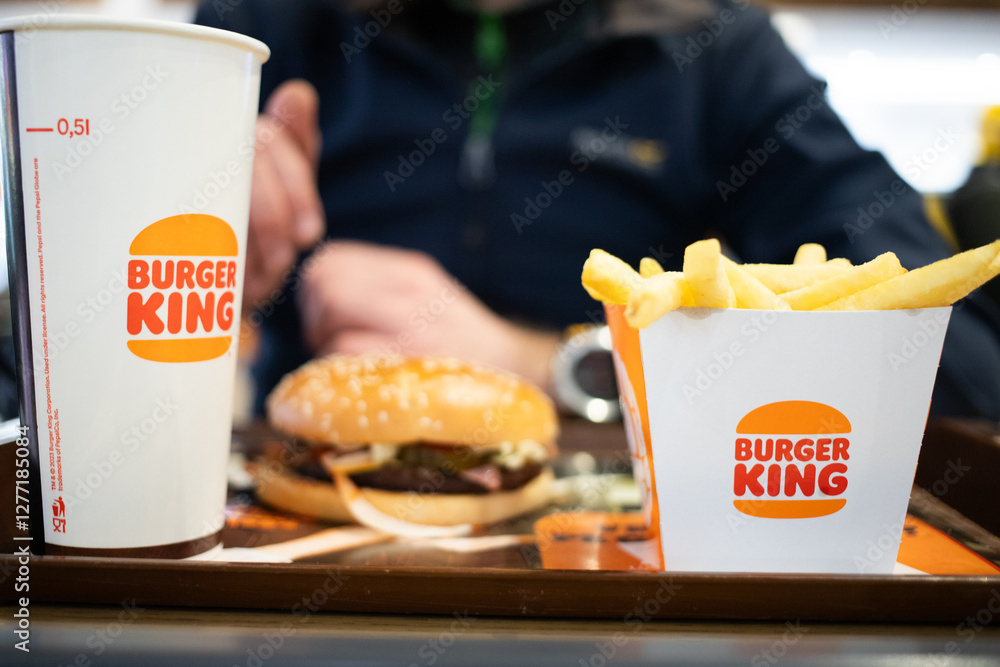 CLUJNAPOCA, ROMANIA FEBRUARY 2025 Burger King fast food menu Stock