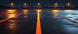 © ardanz - Empty parking lot at night, wet asphalt, illuminated by streetlights.  Possible use for stock photos