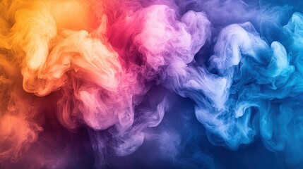 Wall Mural - Colorful smoke swirls in vibrant gradient hues