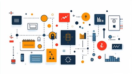 Minimalist UX design process infographic with sleek lines and professional icons isolated on a transparent background for web developers