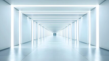 Poster - A visually striking and minimalistic interior design this modern expressway tunnel features a long brightly lit passage with clean lines symmetry