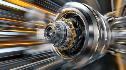 Poster - Closeup of a Turbocharger with a Motion Blur Effect Showcasing the Intricate Mechanics and Precision Engineering Behind Automotive Power and Performance
