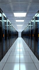 Poster - Cooling system used in a modern data center to prevent overheating and maintain optimal temperature for the efficient of servers computers and other electronic equipment