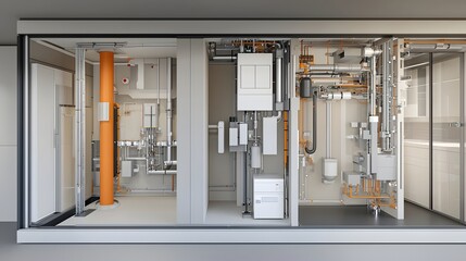 Poster - Cutaway view showcasing the intricate plumbing network within a high rise apartment interior highlighting the complex system of pipes conduits