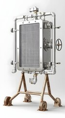 Aufkleber - Detailed and Photographic Depiction of a Complex Radiator Cooling System Used in Aircraft Engines Showcasing the Intricate Metal Components Piping Valves