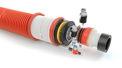 Leinwandbilder - Detailed cross section diagram illustrating the internal layers and reinforcement components of a fire hose