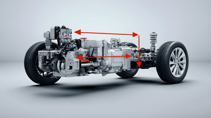 Poster - Detailed cutaway cross section schematic showcasing the intricate components and energy flow within a vehicle s powertrain system