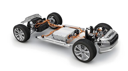 Poster - Detailed Cutaway Diagram Depicting the Intricate Components and Mechanics of a Regenerative Braking System in a Modern Electric Vehicle Design