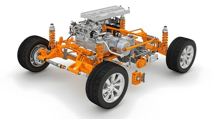 Poster - Detailed cutaway view showcasing the internal components and layout of a four wheel drive 4WD vehicle s drivetrain and suspension system