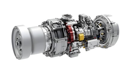 Poster - Detailed cutaway view showcasing the intricate internal components and mechanics of a modern continuously variable transmission CVT engine system