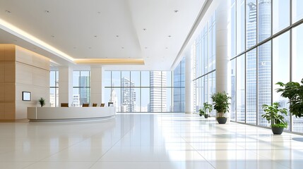 Poster - Expansive and efficient HVAC cooling system installed in the large and bright lobby of a modern commercial office building