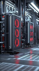 Fototapete - Futuristic Cooling System for High Performance Vehicles Cutting Edge Technology in a Digital Landscape  A sleek and advanced cooling system designed to regulate the intense heat by powerful vehicles