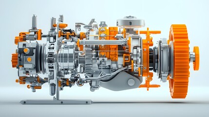 Poster - Isolated image showcasing the intricate inner workings and precision engineering of a modern CVT  Continuously Variable Transmission  mechanism