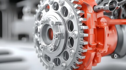 Leinwandbilder - Macro close up view of a car s clutch and flywheel assembly showcasing the intricate mechanical components and engineering that power the vehicle s drivetrain