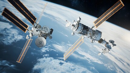 Poster - Orbiting Space Station Managing Multiple Communication Satellites in Outer Space Environment