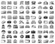 © YiuCheung - Collection of grayscale icons representing various interface elements. Features office, computer, settings, communication, tools, and more for design use.