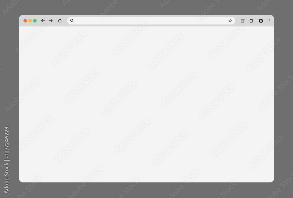 Realistic browser windows set with toolbar, search bar, and shadow on a ...